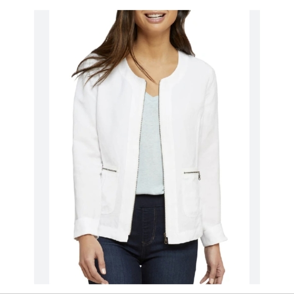 NIC+ZOE Jackets & Blazers - NIC+ZOE Front Runner White Lightweight Zip Jacket